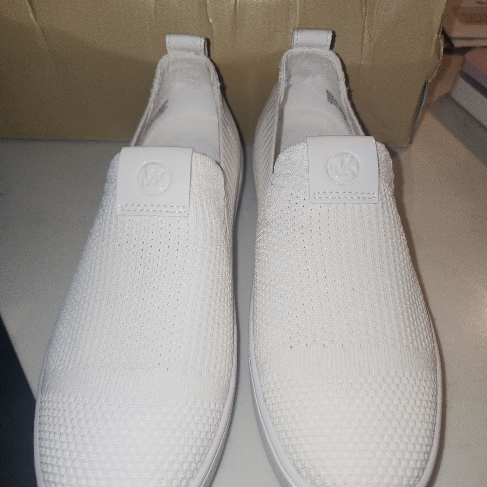 Michael Kors Juno knit Slip on white sneakers